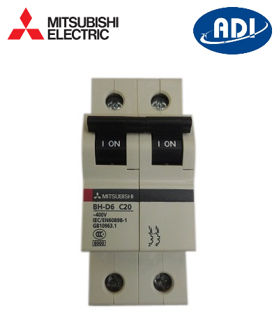 Cầu dao tự động 2 pha Mitsubishi  BH-D  MCB BH-D6 2P 63A  6kA  C N  230/400V