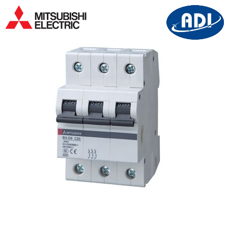 Cầu dao tự động 3 pha Mitsubishi  BH-D  MCB BH-D6 3P 0.5A  6kA  C N  230/400V