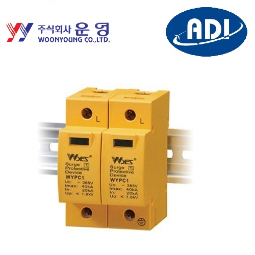 Chống sét lan truyền 1P 220V, 2W+G, 40kA, Woonyoung WYPC2040T220